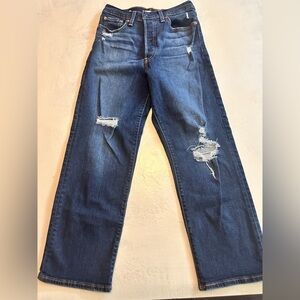 👖❤️ Levi’s RIBCAGE Straight Ankle in Distressed Dark Wash